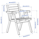 FALHOLMEN CHAIR With Armrests, Out Grey - Brown Stained